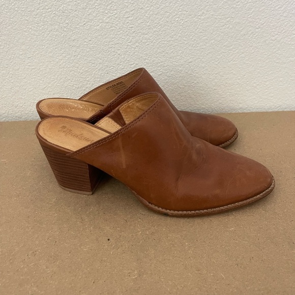 Madewell The Harper Mule Heeled Camel Brown Leather Womens Size 8.5 Slip On - Picture 2 of 10